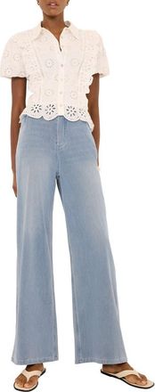 Mint Velvet Stretch Denim Wide Leg Travel Jeans in Blue at Nordstrom, Size 14
