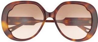 Chlo&eacute; 56mm Round Sunglasses in Havana Havana Brown at Nordstrom Rack