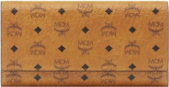 MCM Compacte Portemonnee - Dames - Portefeuilles - Bruin - ONE Size - Polyester - Accessoires