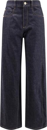 Brunello Cucinelli Losvallende uitlopende broek - Dames - Loose Fit Jeans - Blauw - L - Katoen - Jeans