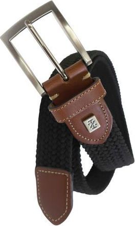 Izod Stretch Braid with Full Grain Leather Tips in Black at Nordstrom, Size X-Large