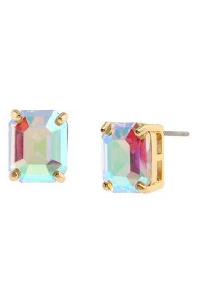 Kurt Geiger Square Crystal Stud Earrings in Crystal Abalone at Nordstrom