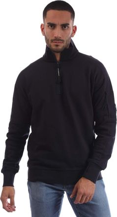 C.P. Company Mens Diagonal Raised Fleece Half-Zip Sweatshirt in Navy Cotton - Size Medium