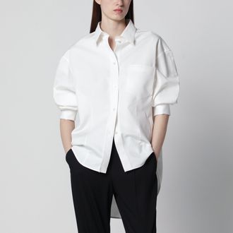 Balenciaga Camicia cocoon in popeline di cotone e seta bianca