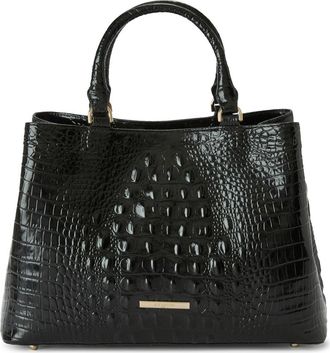 Brahmin Small Denise Croc Embossed Leather Satchel in Black at Nordstrom