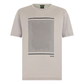 HUGO BOSS Hugo, T-Shirts, male, Gray, Size: 2XL Cotton T-shirt with Print