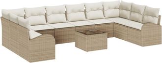 vidaXL Garden Sofa Set 11 pcs Beige Poly rattan Vidaxl