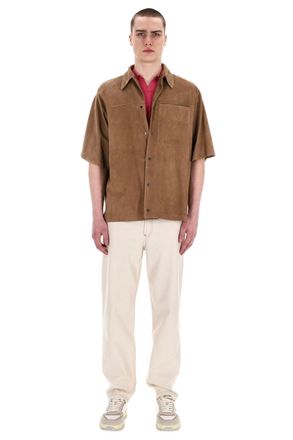 Salvatore Santoro Short-Sleeve Suede Overshirt Over Fit