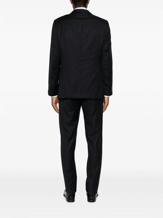 Caruso Double-Breasted Wool Suit - Black