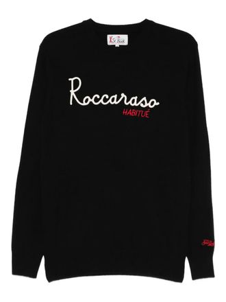 MC2 Saint Barth logo-embroidery crew-neck sweater - men - Wool/Cashmere/Viscose/Polyamide - L - Black