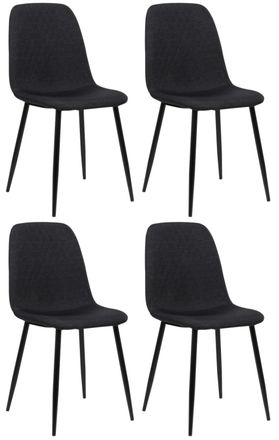 Clp Set de 4 sillas con asiento en tela negro