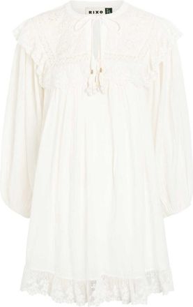 Rixo Rixo Inez Embroidered Cotton Mini Dress - Ivory - 16 (UK 16 / XL)
