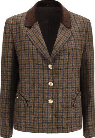 Blaz&eacute; Milano Womens Blazer Shelley Green-Red Tweed Mix Merino Wool (ovis Aries) Blazers Green/red Jacket