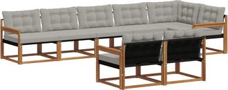 vidaXL Conjunto De Sof&aacute;s De Exterior 8 Uds. Gris Natural Y Claro Vidaxl