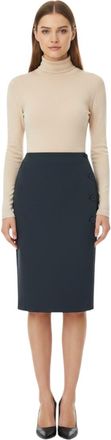 Pinko Blue Solid Knee Length Skirt
