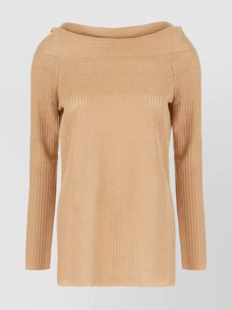 Alberta Ferretti ribbed linen boat neck sweater