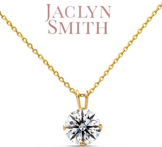 Jaclyn Smith 1/4 Carat Moissanite Solitaire Necklace In Yellow Gold With Free Chain