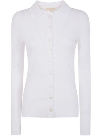 Michael Michael Kors fine-ribbed cardigan - women - Silk - L - White