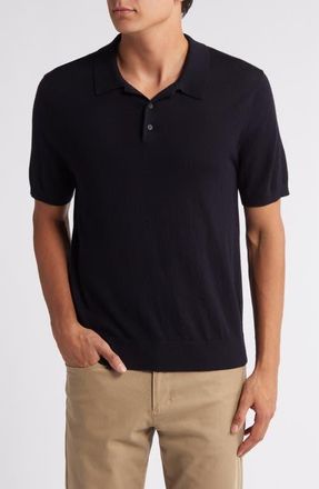 Vince Short Sleeve Merino Wool Polo Sweater in Coastal at Nordstrom, Size Xx-Large