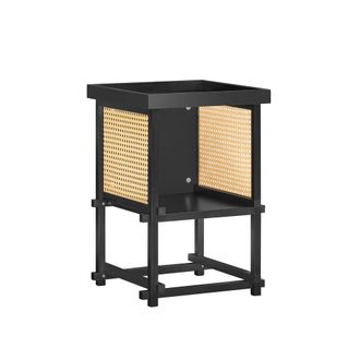 SoBuy Mesa auxiliar con juntas de espiga negro