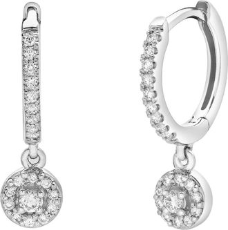 LuvMyJewelry Nerida Pave Round Diamond Drop Huggie Hoop Earrings in 14K Gold in 14K White Gold at Nordstrom