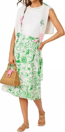 Lilly Pulitzer Womens Constance Reversible Midi Skirt In Putting Green Fleur De Lilly