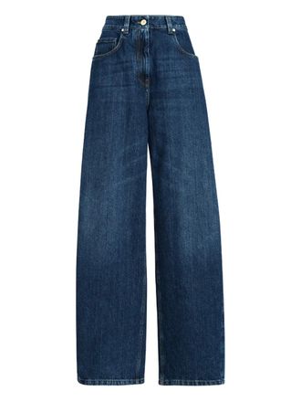 Brunello Cucinelli Jeans a gamba ampia con zip - Blu