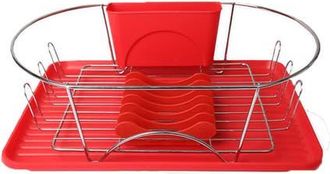 MegaChef 17 Inch Dish Rack with Detachable Utensil holder and a 6 Attachable Plate Positioner in Red at Nordstrom