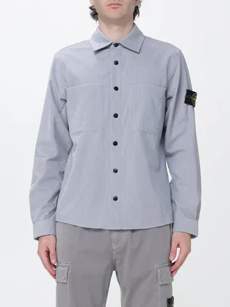 Stone Island Camicia slim fit in velluto a coste con logo Compass applicato