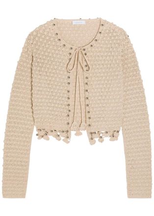 Paco Rabanne Bead-embellished Crochet Cotton Cardigan - Ecru - XS (UK6 / XS)