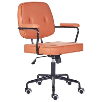 Beliani Beliani - Silla De Oficina De Piel Sint&eacute;tica Naranja Negro Giratorio Altura Ajustable Pawnee