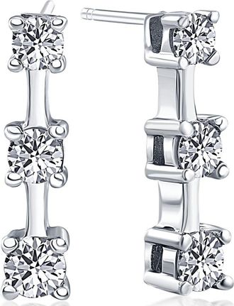 Pompeii3 1ct Three Stone Diamond Earrings 14K White Gold