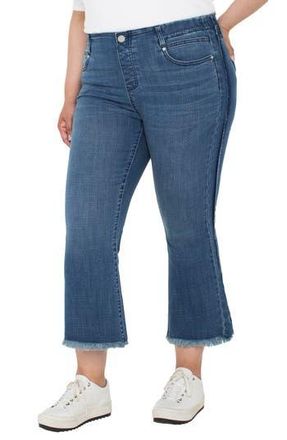 Liverpool L.A. Gia Glider Frayed Side Stripe Pull-On Crop Flare Jeans in Tacoma at Nordstrom Rack, Size 16W