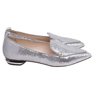 Nicholas Kirkwood Beya Pointed Ballet Flats in Silver Sequin