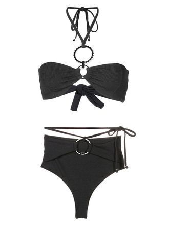 Amir Slama Set bikini con scollo allamericana - Nero