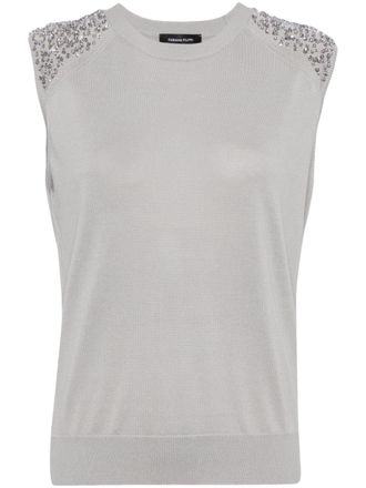 Fabiana Filippi Top verfraaid met pailletten - Grijs