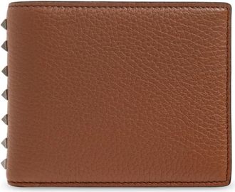 Valentino Garavani Rockstud Small Leather Wallet - Heren - Portefeuilles - Bruin - ONE Size - Leer - Accessoires