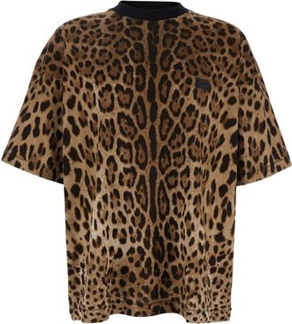Dolce & Gabbana Brown Leopard Print T-Shirt