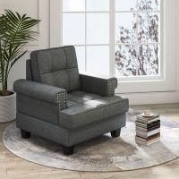 Costway Costway Modern Accent Armchair Tufted Upholstered Linen Leisure Chair in Grey