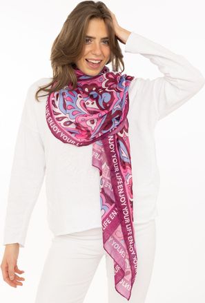 Zwillingsherz Schal ZWILLINGSHERZ Flower Paisley, Damen, pink, Web, Obermaterial: 100% Polyester, Modet&uuml;cher Schal, farbenfroh, transparent, mit Schriftzug