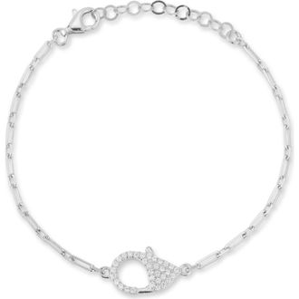 Sphera Milano Pav&eacute; Cubic Zirconia Clasp Chain Bracelet in Silver at Nordstrom Rack