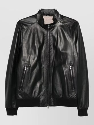 Barba leather biker jacket