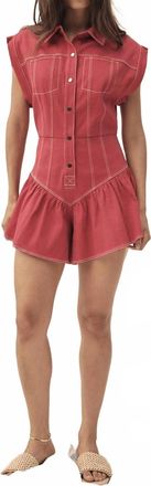 Saylor Kiera Denim Romper In Red