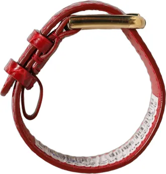 Dolce & Gabbana Red Embossed Leather Gold Buckle Belt Strap Womens Bracelet (Pre-Owned)