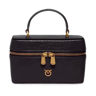 Pinko Pinko, Tassen, Dames, Zwart, ONE Size, Leer, Vanity Soft Mini Handtas
