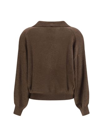 Lisa Yang Womens V-Neck Cashmere Sweater Dark Truffle (capra Hircus)