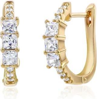 Suzy Levian Cubic Zirconia Huggie Hoop Earrings in Yellow Gold at Nordstrom Rack