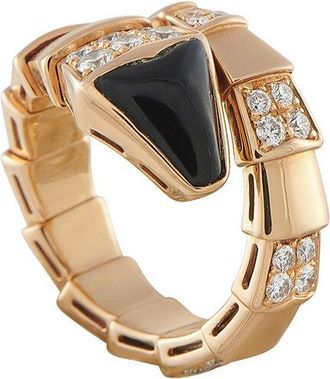 Bulgari 18K Rose Gold Onyx Ring (Authentic Pre-Loved)