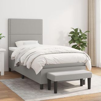 vidaXL Vidaxl - Cama Box Spring Con Colch&oacute;n Tela Gris Claro 100x200 Cm