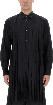 Comme Des Gar&ccedil;ons Fringed Pleated Cotton Shirt - Heren - Casual Overhemden - Zwart - S - Katoen - Overhemden